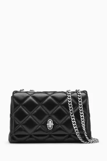 Slim Dual Chain Shoulder Bag in Quilted Leather
