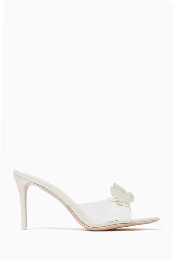 Vanessa 85 Pearl-embellished Mule Sandals in Plexi
