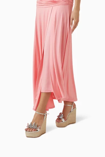 Vanessa Espadrille Wedges in Metallic Leather