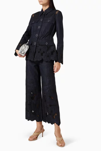 Kiki Broderie Anglaise Jacket in Cotton Chambray