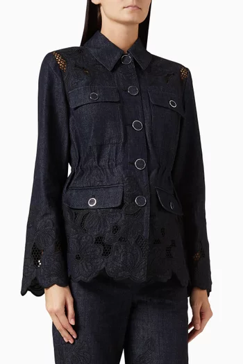 Kiki Broderie Anglaise Jacket in Cotton Chambray