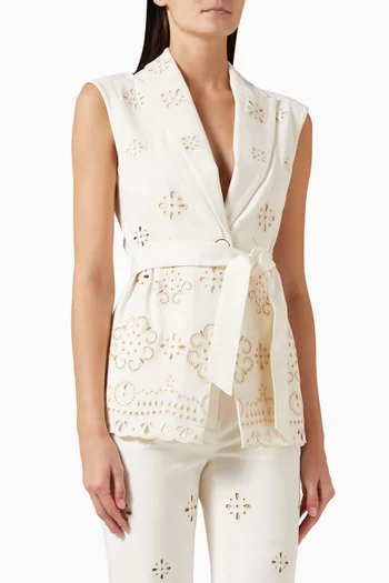 Townes Belted Vest in Cotton Blend