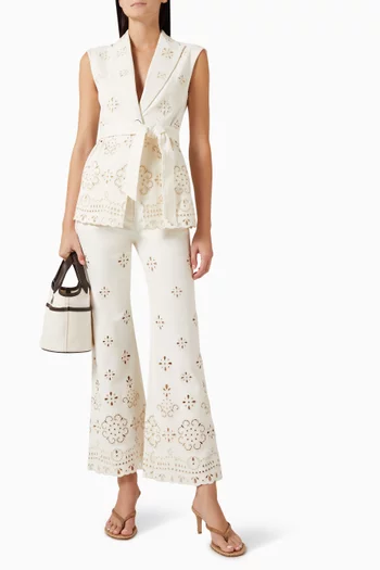 Komi Broderie Anglaise Pants in Cotton Blend