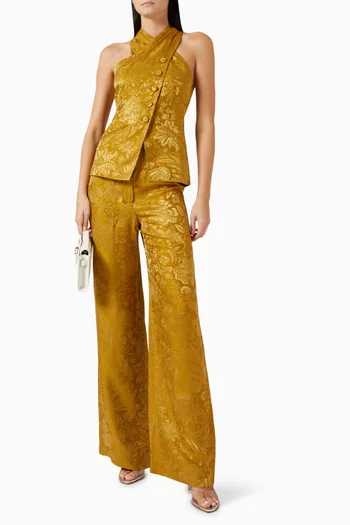 Pacey Top in Silk-satin Jacquard