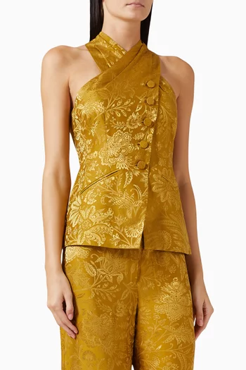 Pacey Top in Silk-satin Jacquard