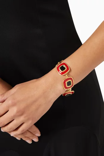 1980s Vintage Enamel Bracelet in Gold-plated Metal