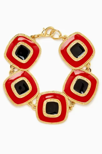 1980s Vintage Enamel Bracelet in Gold-plated Metal