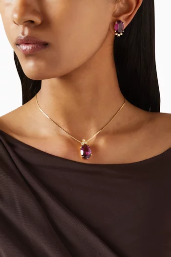 1980s Vintage Amethyst Swarovski Pendant Necklace & Earring Set