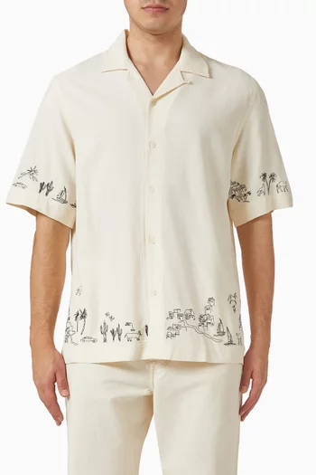 Embroidered Shirt in Viscose & Linen