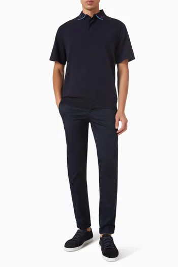 Contrast-trim Polo T-shirt in Knit