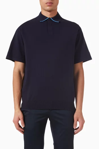 Contrast-trim Polo T-shirt in Knit