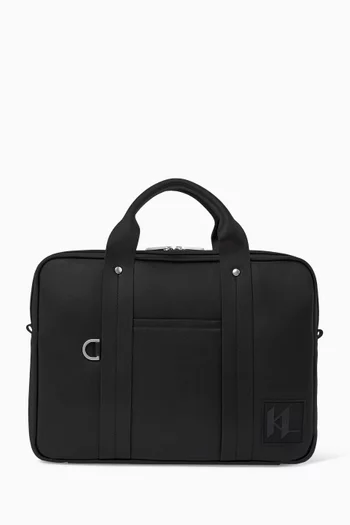 Monogram-patch Briefcase in Faux Leather