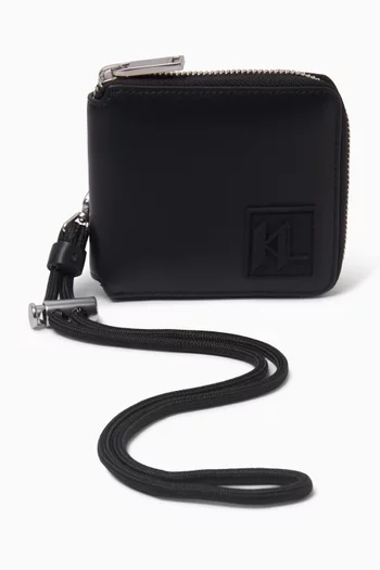 Monogram-patch Zip Wallet in Faux Leather