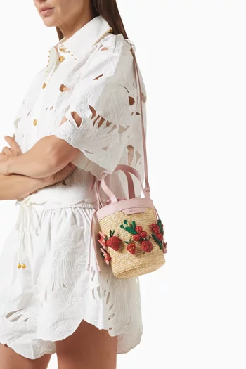 Mini Botanica Bucket Bag in Raffia