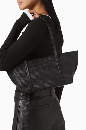 Slim Bateau Tote Bag in Woven Leather