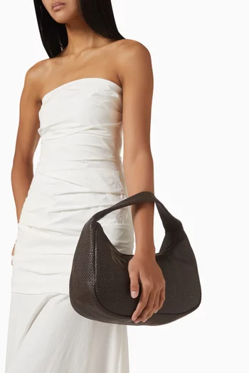 Large Woven Bon Bon Shoulder Bag in Woven Leather