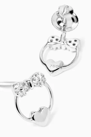 Heart & Bow Diamond Earrings in 18kt White Gold