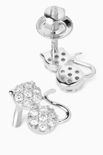 Cat Diamond Stud Earrings in 18kt White Gold