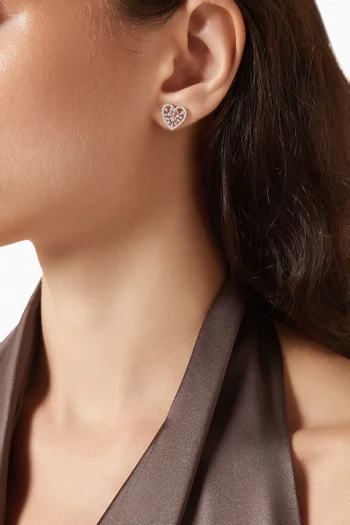 Heart Diamond Stud Earrings in 18kt White Gold