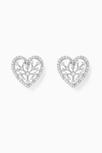 Heart Diamond Stud Earrings in 18kt White Gold