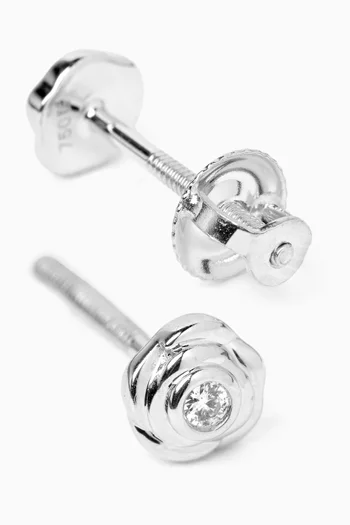 Rose Diamond Earrings in 18kt White Gold