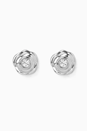 Rose Diamond Earrings in 18kt White Gold