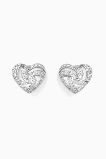 Heart of Threads Diamond Stud Earrings in 18kt White Gold