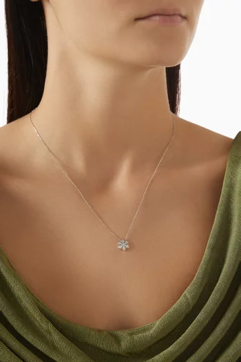 Geometric Flower Diamond Necklace in 18kt White Gold