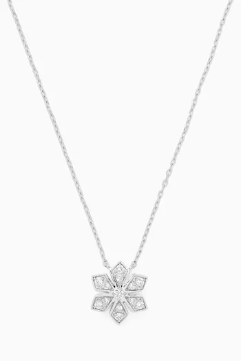 Geometric Flower Diamond Necklace in 18kt White Gold