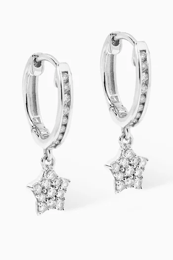 Star Diamond Earrings in 18kt White Gold