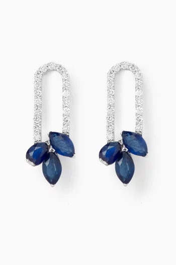 Leaf Motifs Diamond Drop Earrings in 18kt White Gold
