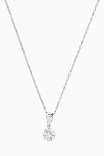 Dandelion Flower Diamond Necklace in 18kt White Gold