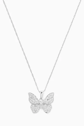 Butterfly Diamond Necklace in 18kt White Gold