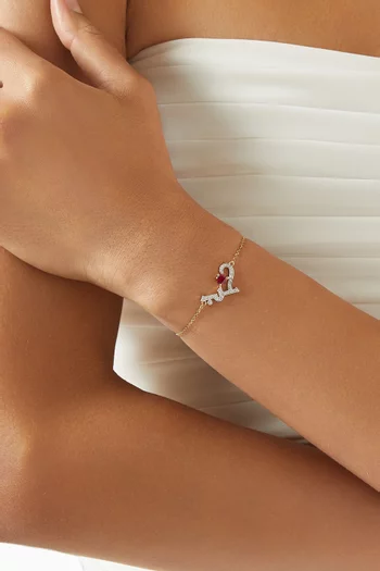 Love & Heart Diamond Chain Bracelet in 18kt Yellow Gold