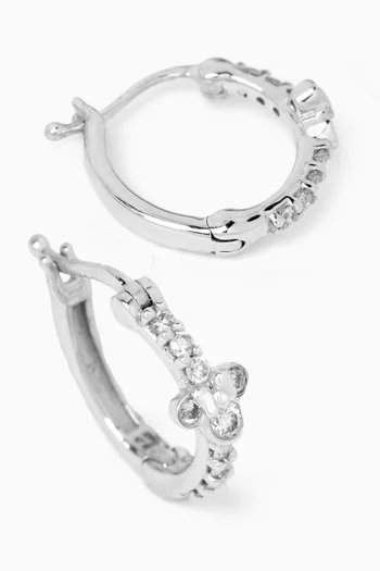 Bow Diamond Huggie Earrings in 18kt White Gold