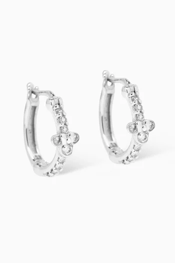 Bow Diamond Huggie Earrings in 18kt White Gold