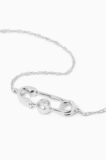 Safety Pin Diamond Bracelet in 18kt White Gold