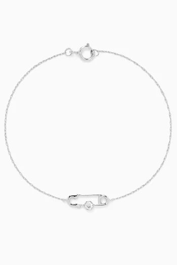 Safety Pin Diamond Bracelet in 18kt White Gold