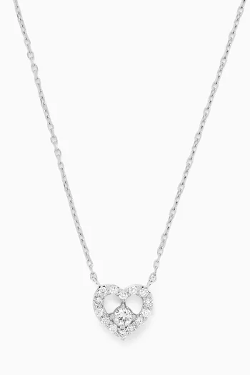 Open Heart Diamond Necklace in 18kt White Gold
