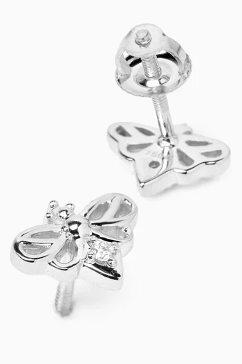 Butterfly Bow Diamond Earrings in 18kt White Gold