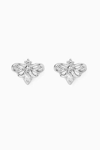 Butterfly Bow Diamond Earrings in 18kt White Gold