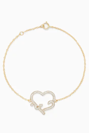 Love Diamond Chain Bracelet in 18kt Yellow Gold