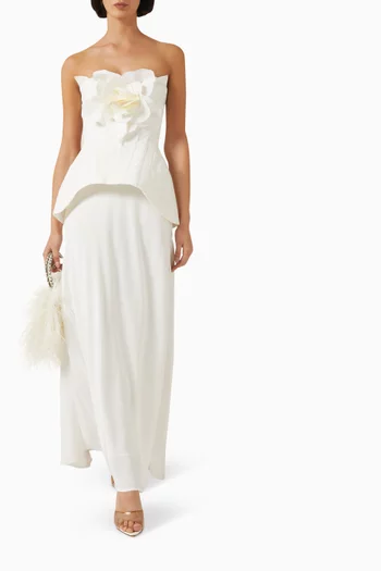 Bankson Floral-appliqué Dress in Crepe