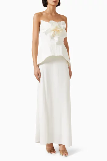 Bankson Floral-appliqué Dress in Crepe