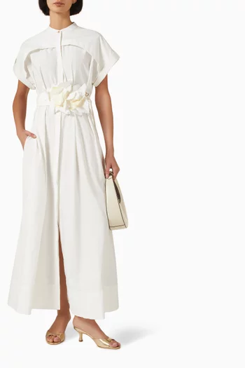 Espley Belted Dress in Cotton Satin