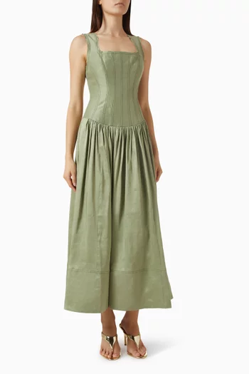 Parallel Midi Dress in Cotton