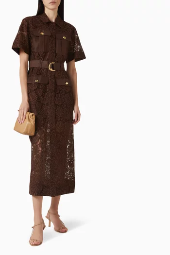 Mystic Lace Midi Shirt Dress