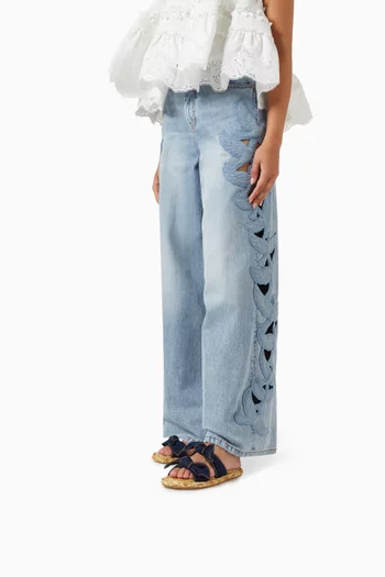 Carousel Slide Sandals in Denim