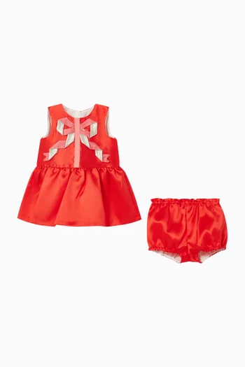 Origami Ribbon Peplum Dress & Bloomers Set