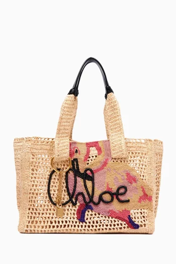 Summer Banana Tote Bag in Raffia